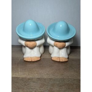 Vtg Homco Siesta Pedro Sleeping Mexican Man Figurine Sombrero Southwest Set 2‎